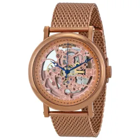 Akribos Xxiv Rose Transparent Dial Rose Gold-tone Mesh Men's Watch AK732RG