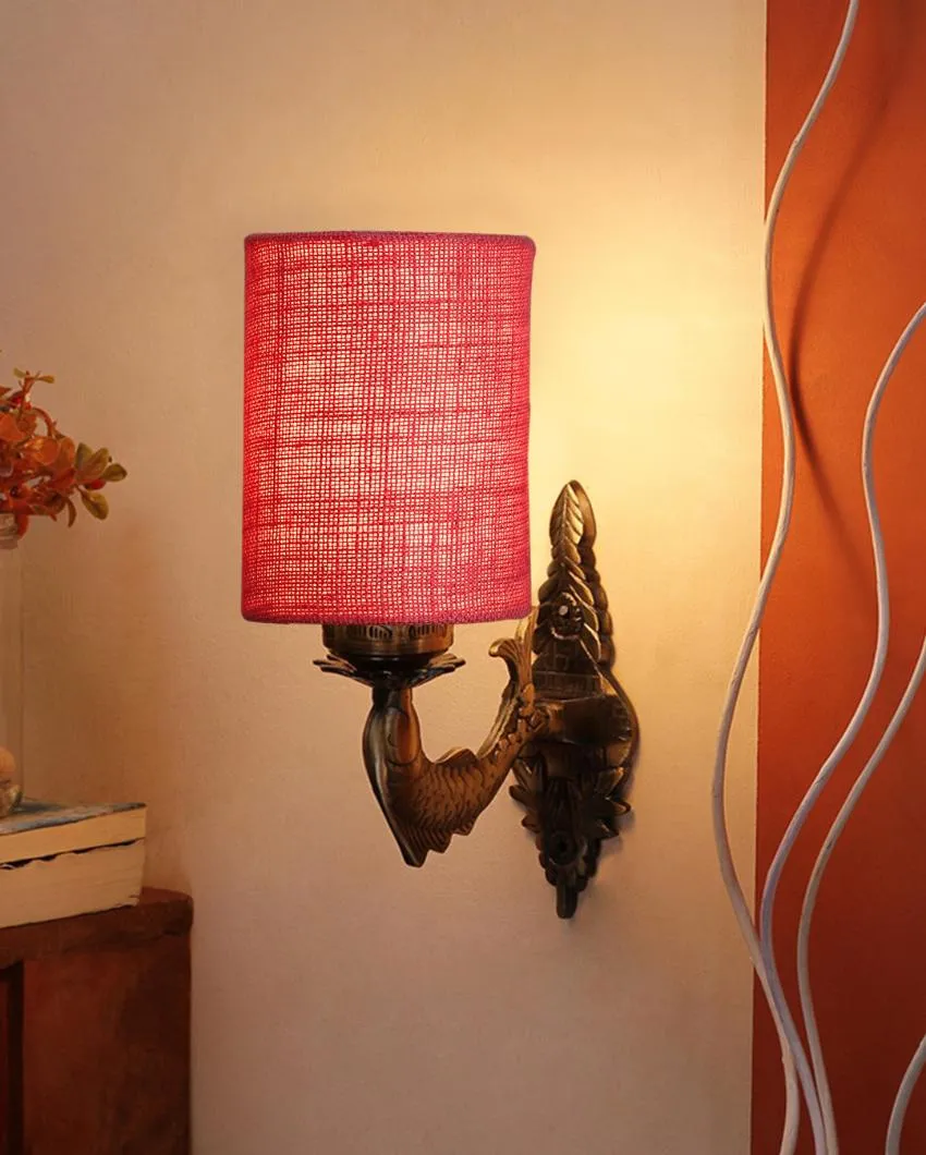 Alluring Antique Gold Jute Conical Shade Wall Lamp