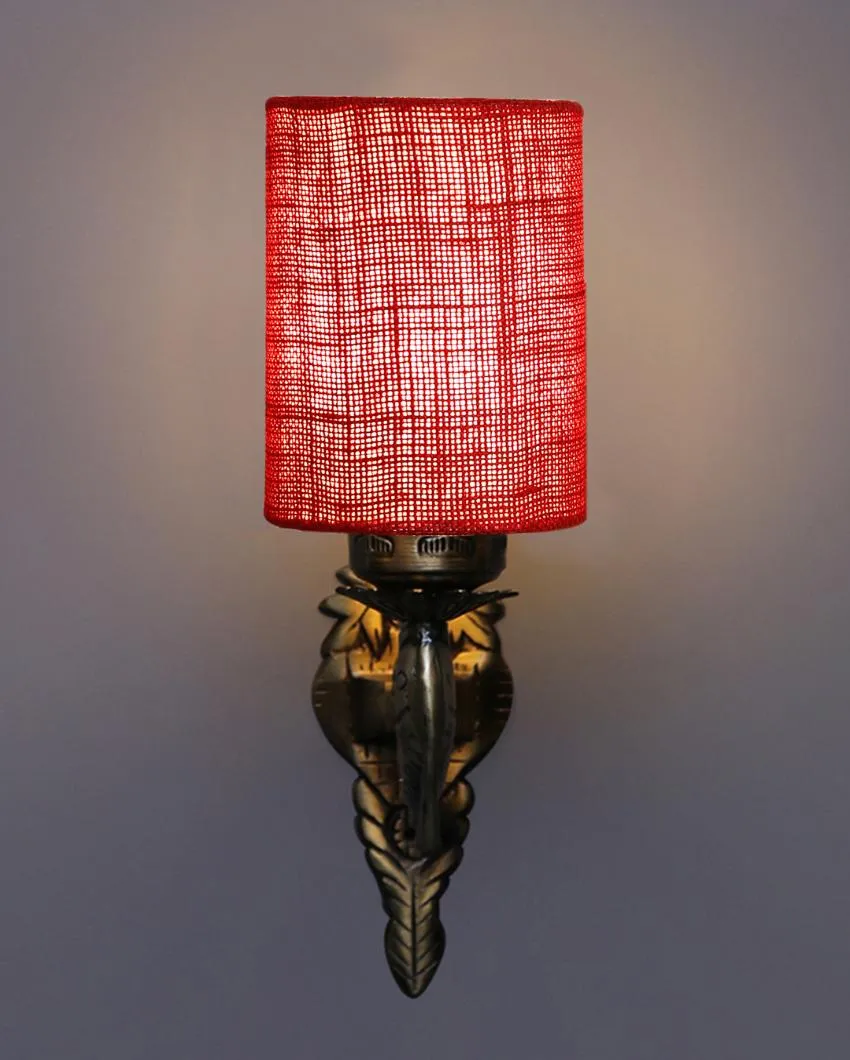 Alluring Antique Gold Jute Conical Shade Wall Lamp