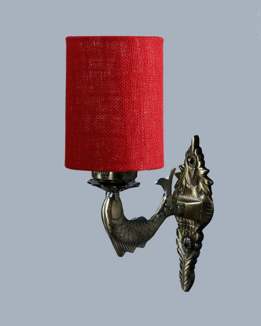 Alluring Antique Gold Jute Conical Shade Wall Lamp