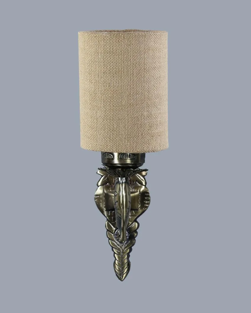 Alluring Antique Gold Jute Conical Shade Wall Lamp