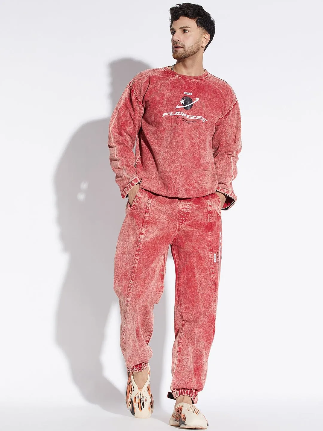 Amber Acid Washed Oversized Sweatshirt and Trackpants Combo Tracksuit