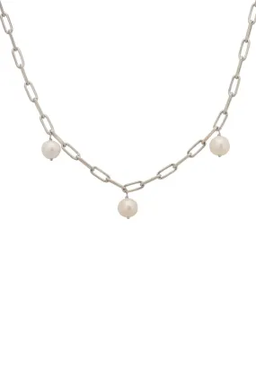 Amelia Three Pearl Necklace Silver