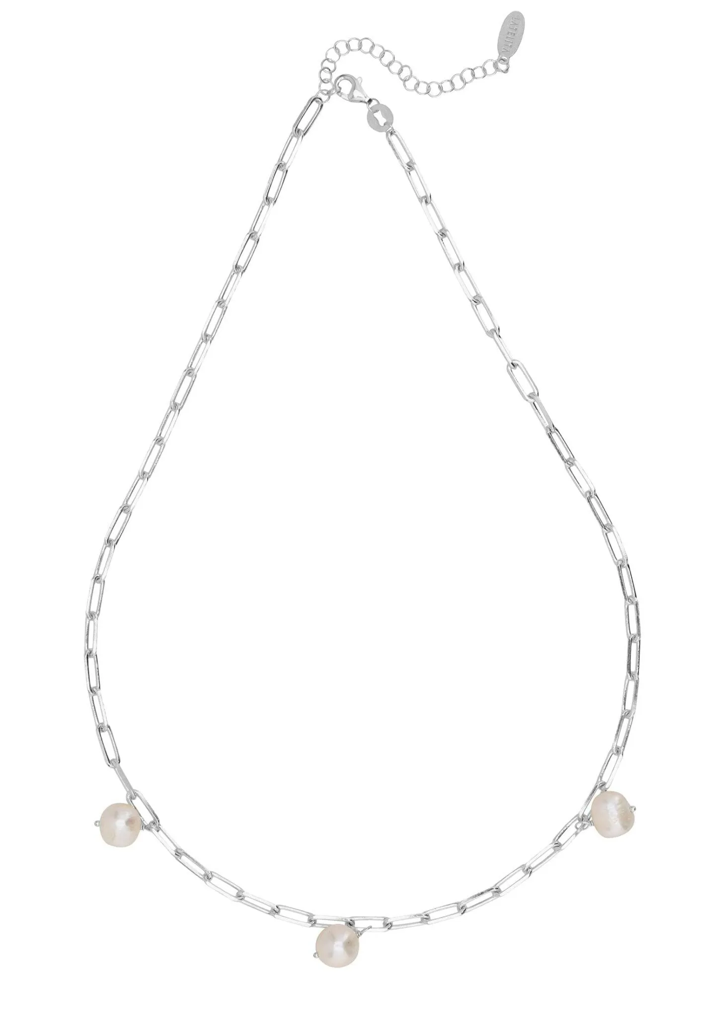 Amelia Three Pearl Necklace Silver