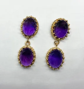 Amethyst Cabochon Drop Earrings