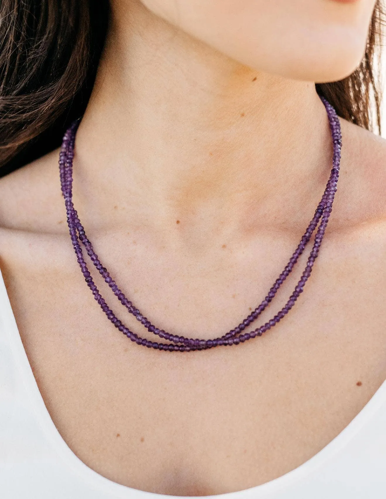 Amethyst Double Strand Bead Necklace