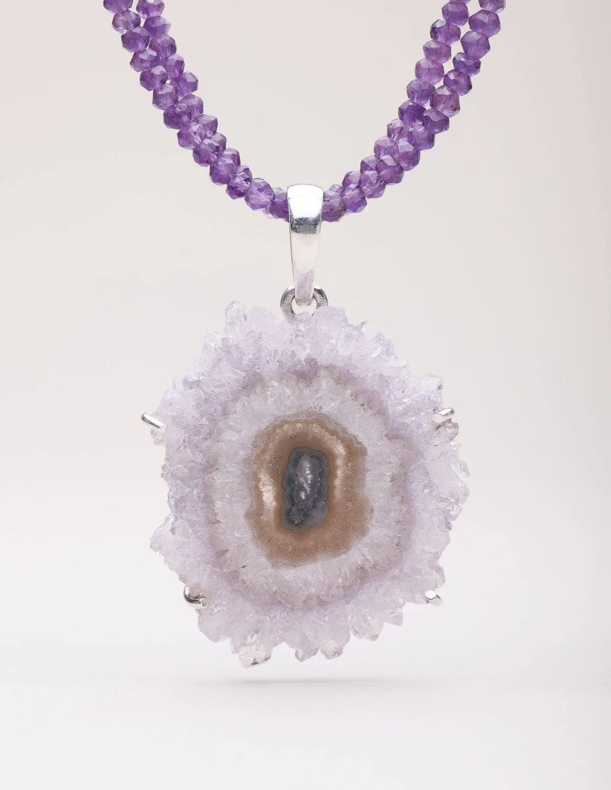 Amethyst Stalactite Beaded Necklace - One Of A Kind