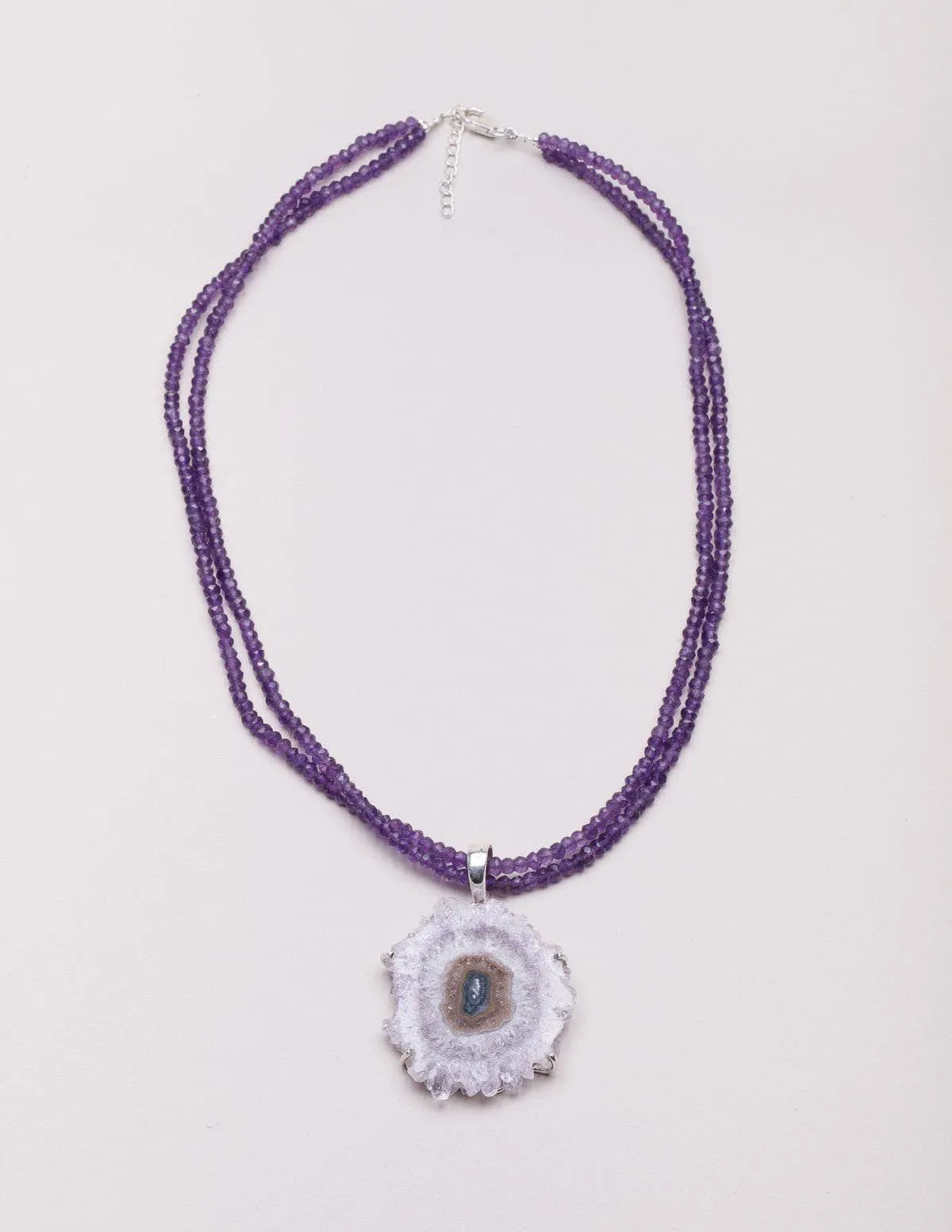 Amethyst Stalactite Beaded Necklace - One Of A Kind