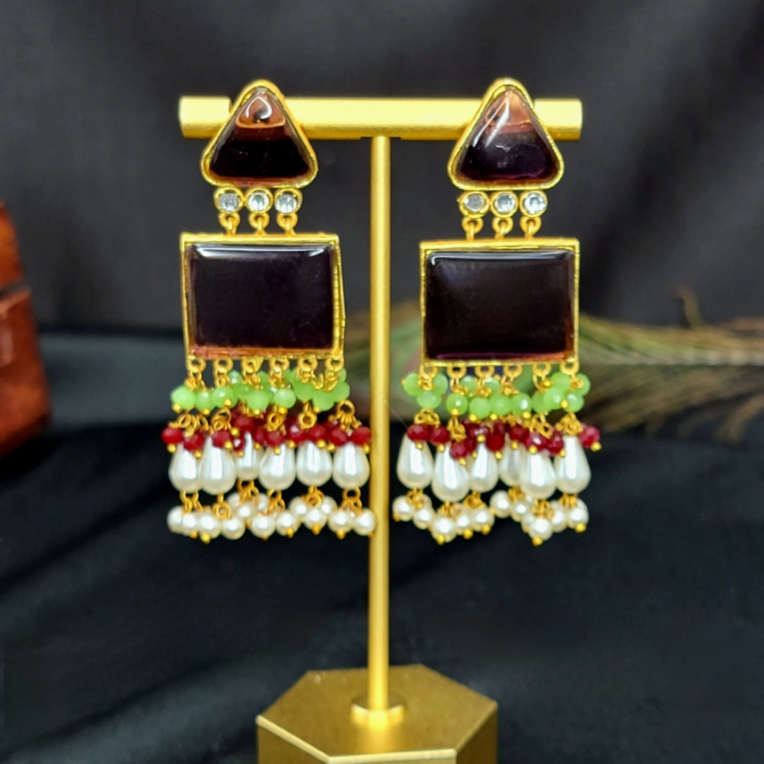 Amrapali Inspired Big Stone Earrings