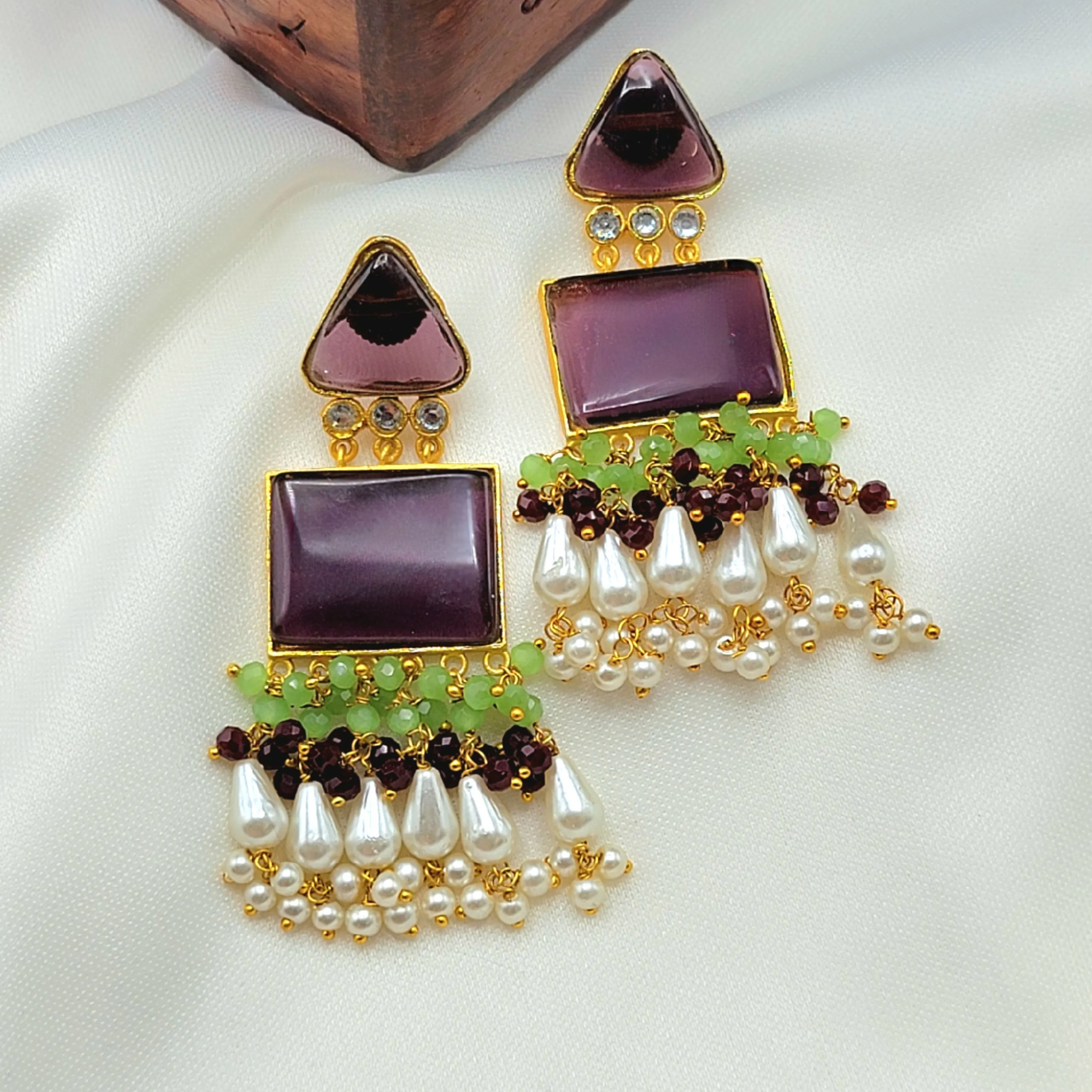 Amrapali Inspired Big Stone Earrings