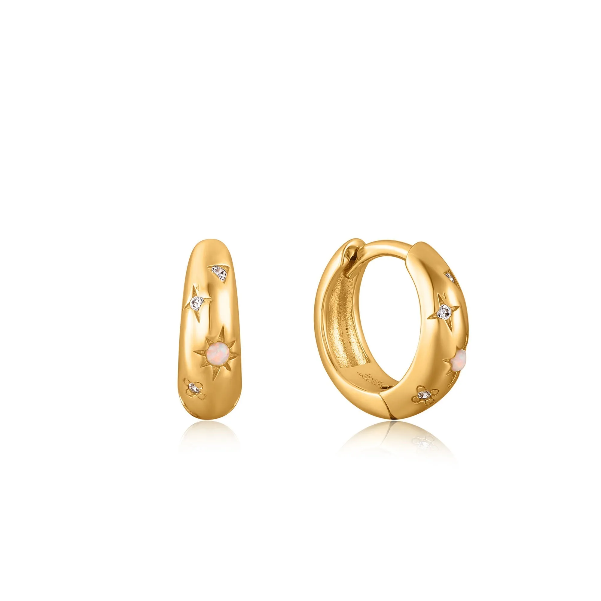 Ania Haie Gold Starry Kyoto Opal Huggie Hoop Earrings