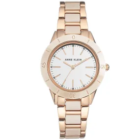 Anne Klein Rose Gold Ceramic Tan Dial Women's Watch - AK3160TNRG