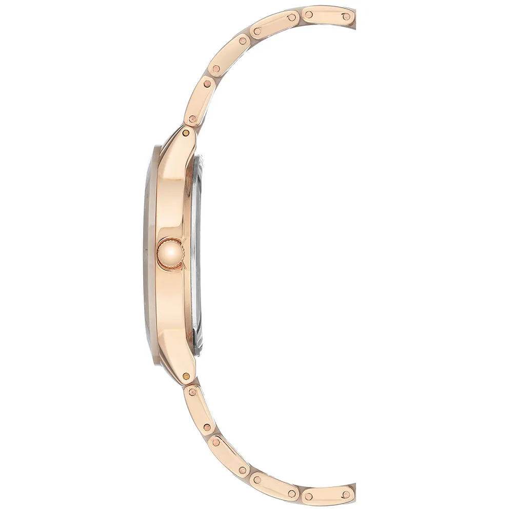 Anne Klein Rose Gold Ceramic Tan Dial Women's Watch - AK3160TNRG