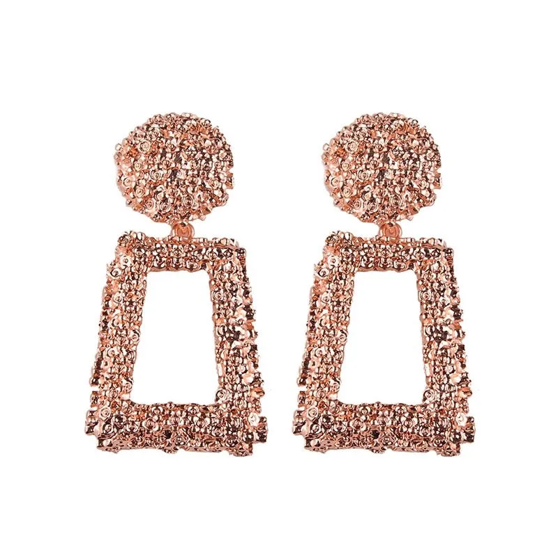 ANTALYA RECTANGULAR ROSE GOLD DROP EARRINGS