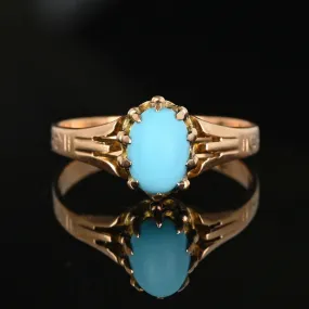 Antique 10K Gold Natural Blue Turquoise Cabochon Ring