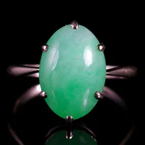 Antique Art Deco Jade Ring 18Ct White Gold