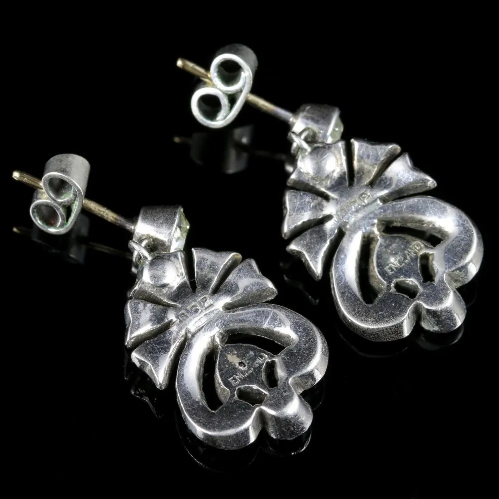 Antique Art Deco Paste Earrings Silver Circa 1930