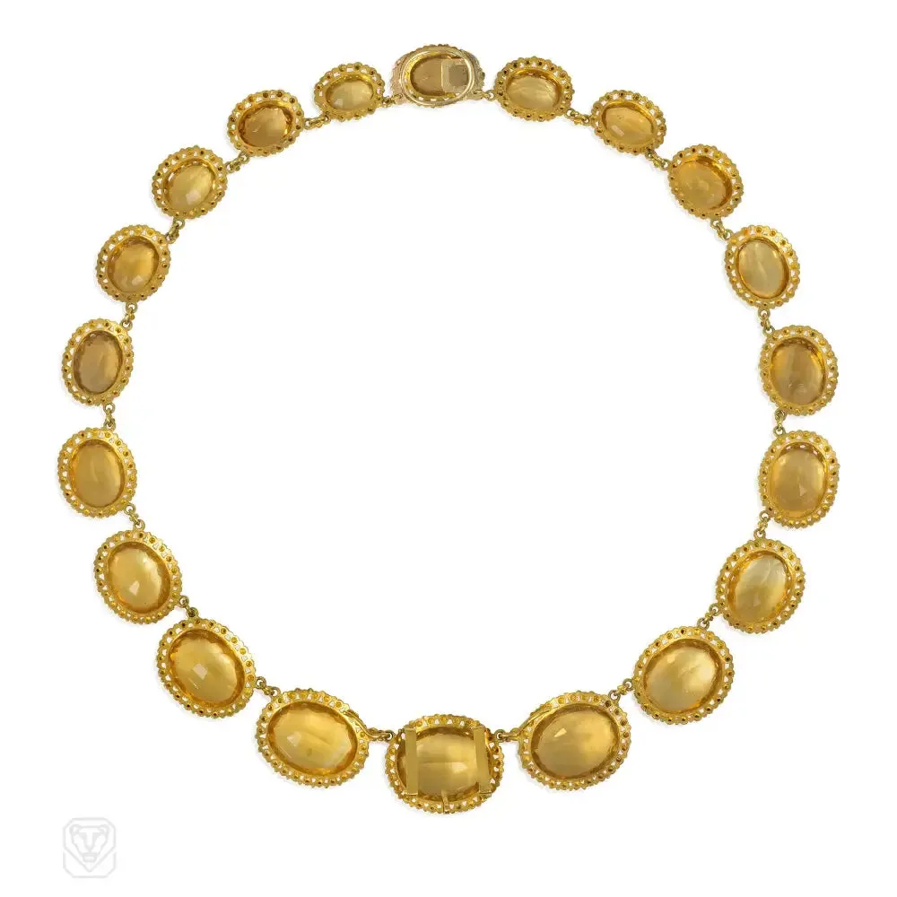 Antique citrine and gold rivière necklace