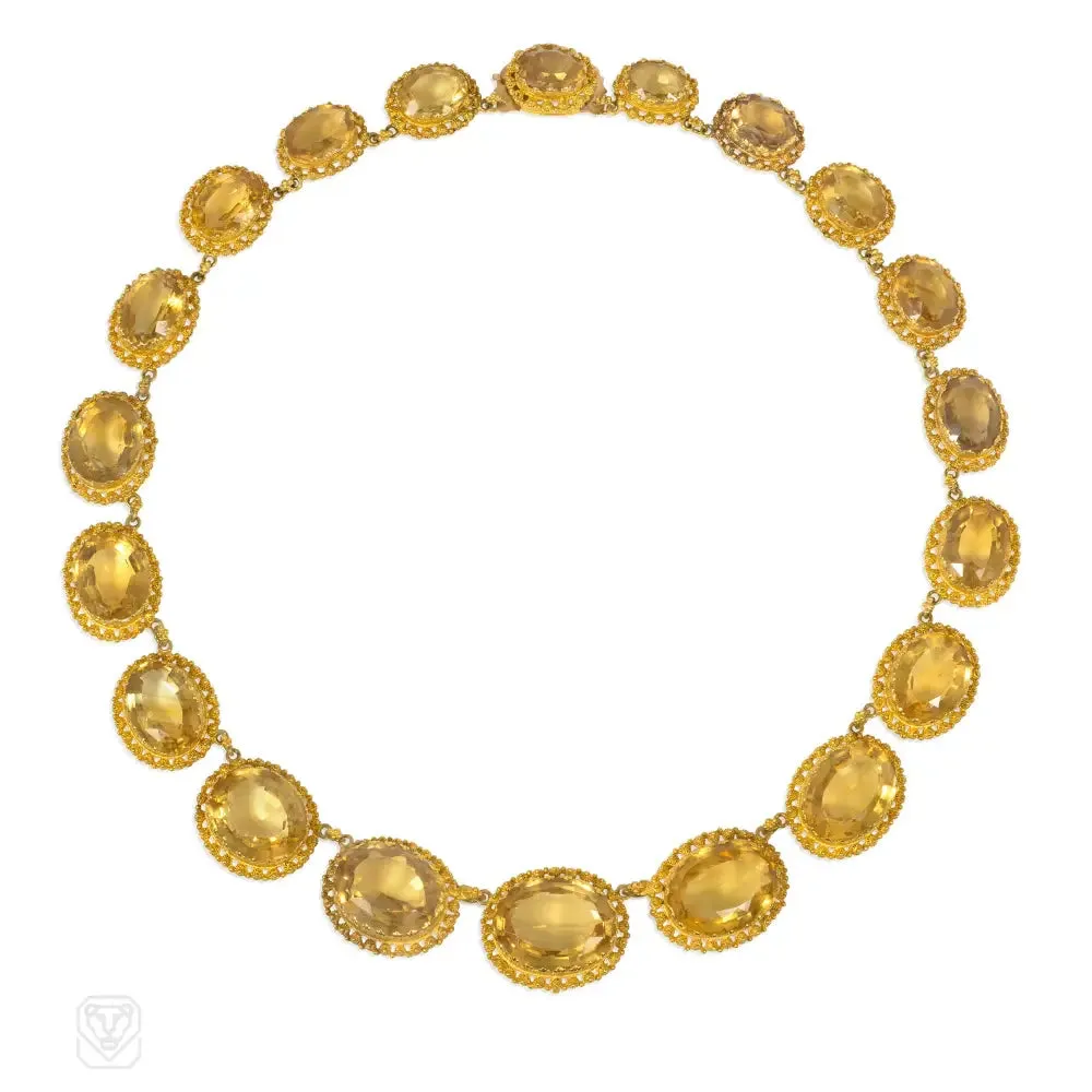 Antique citrine and gold rivière necklace