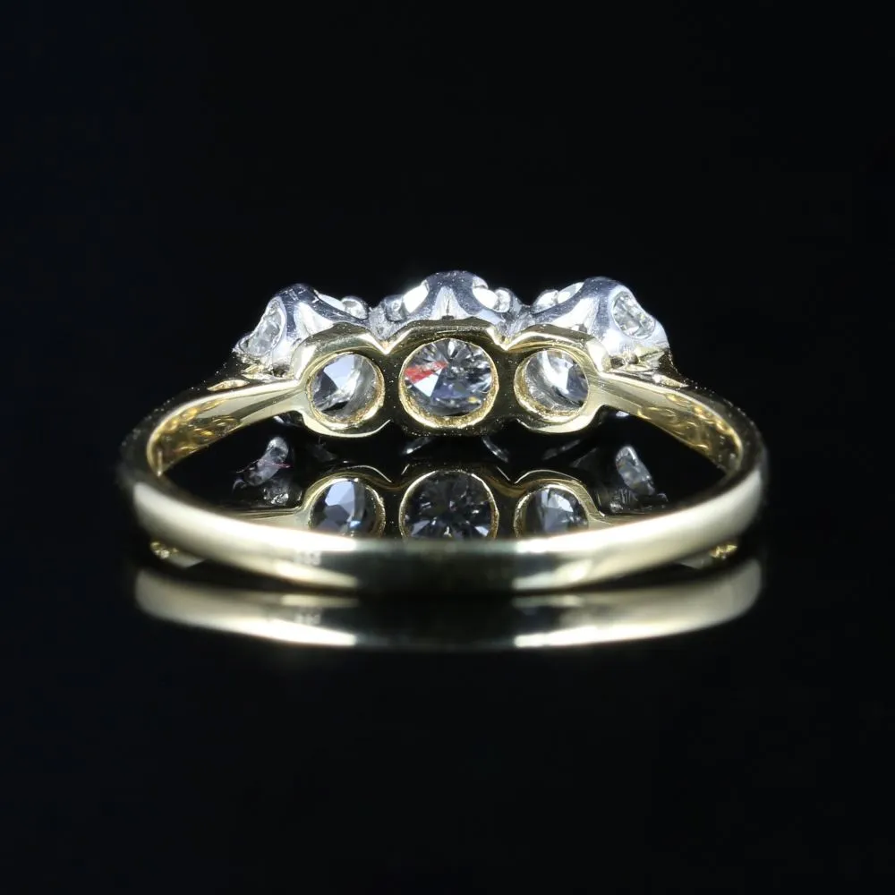 Antique Edwardian Diamond Trilogy Ring Circa 1915 Gold Plat