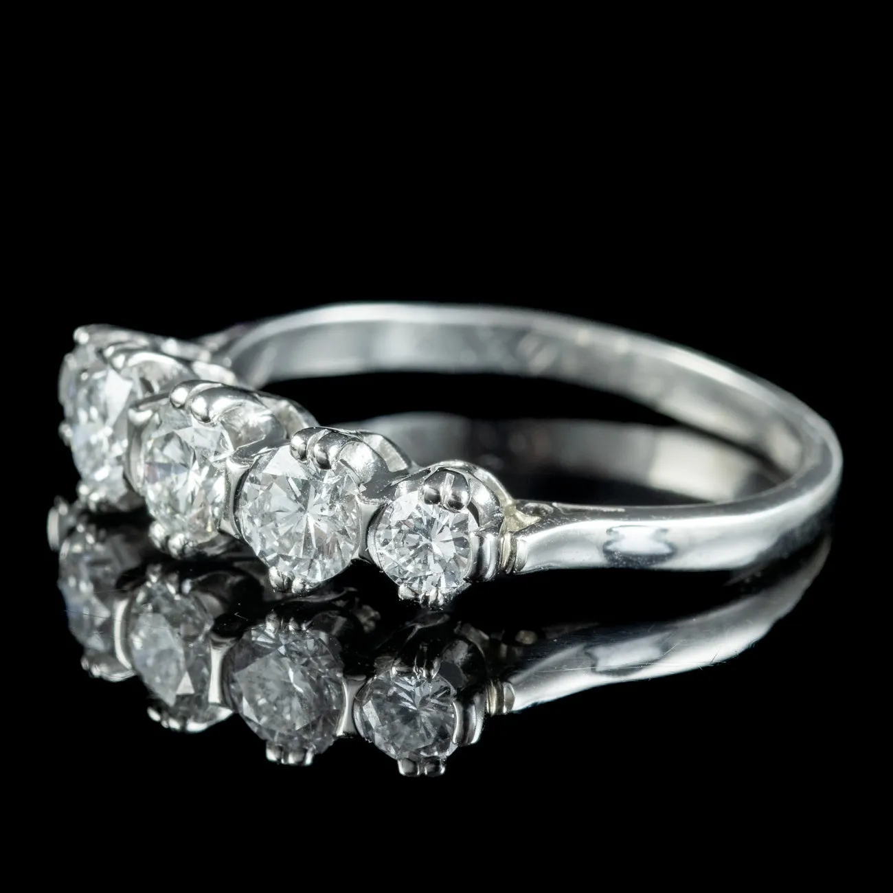 Antique Edwardian Five Stone Diamond Ring 1.2ct Of Diamond