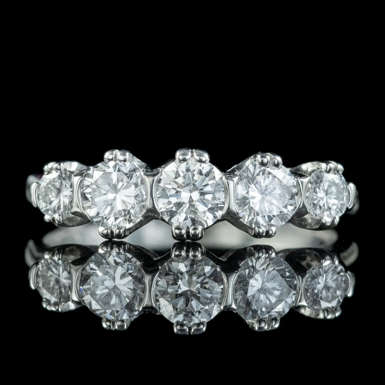 Antique Edwardian Five Stone Diamond Ring 1.2ct Of Diamond