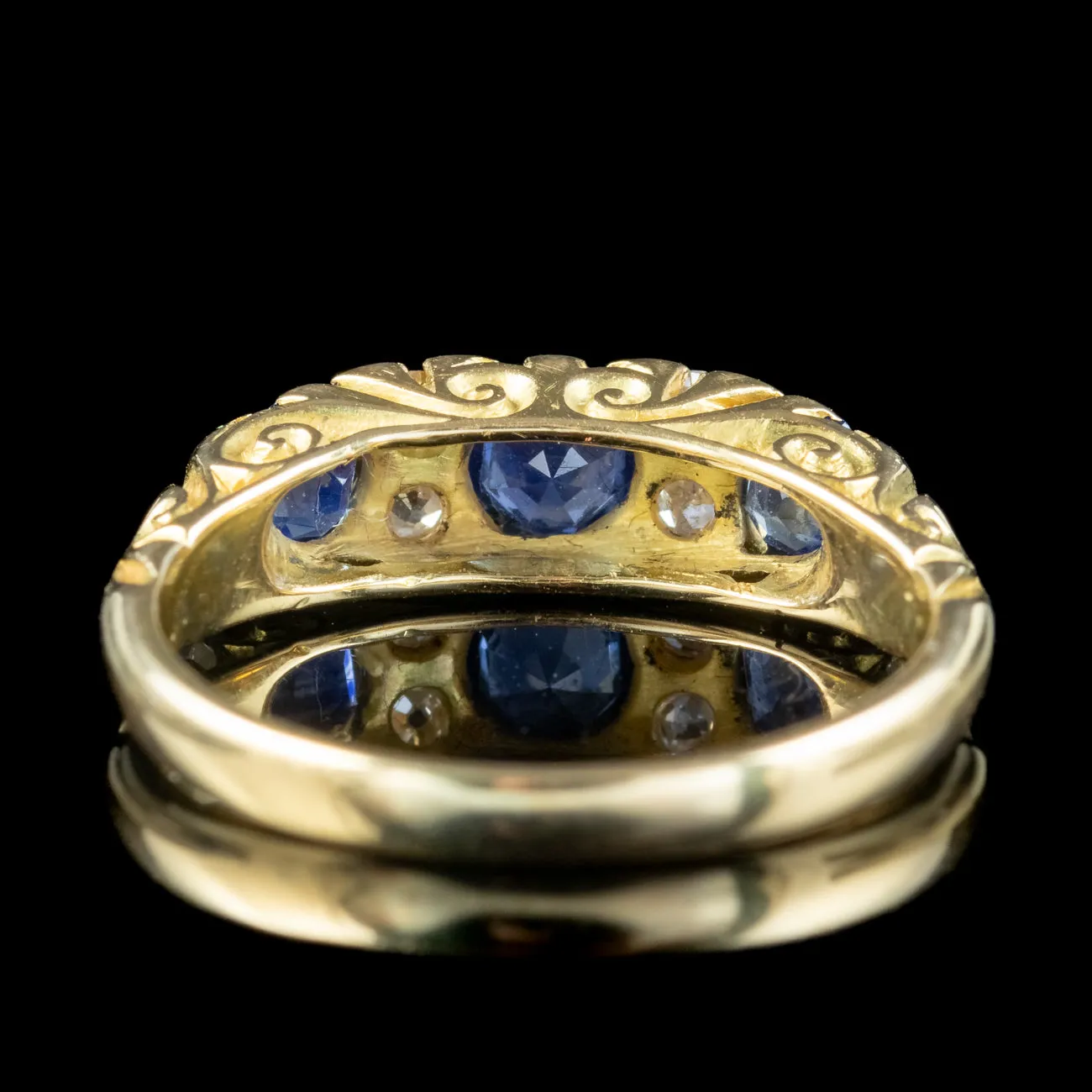 Antique Edwardian Sapphire Diamond Ring 0.65ct Sapphire Dated 1907