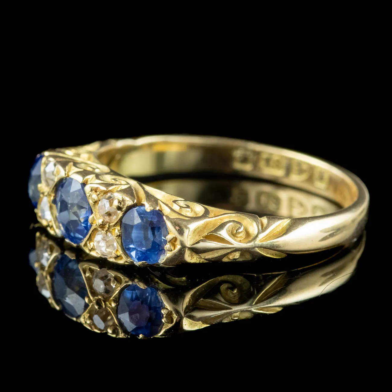 Antique Edwardian Sapphire Diamond Ring 0.65ct Sapphire Dated 1907