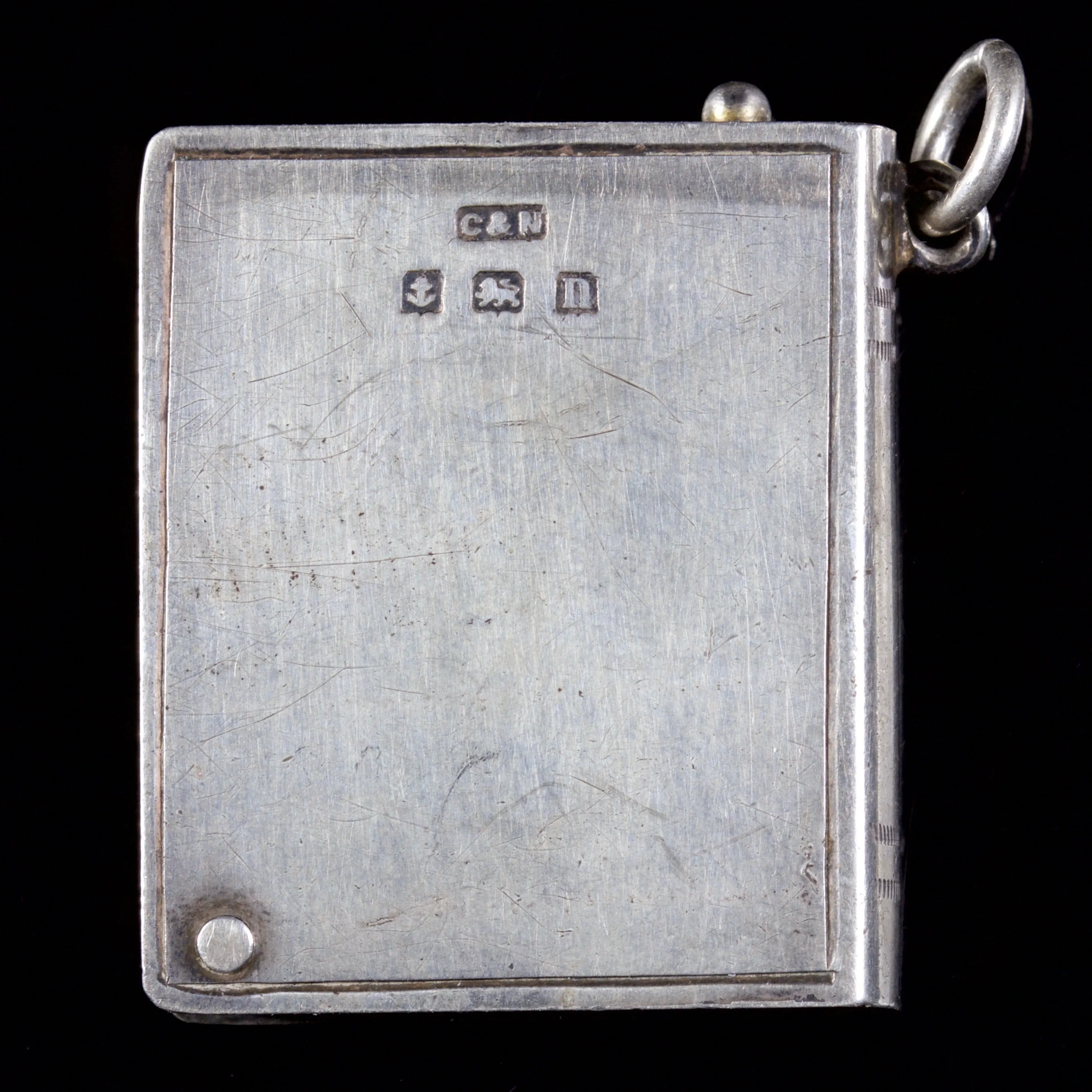 Antique Edwardian Stamp Case Pendant Silver Dated 1912