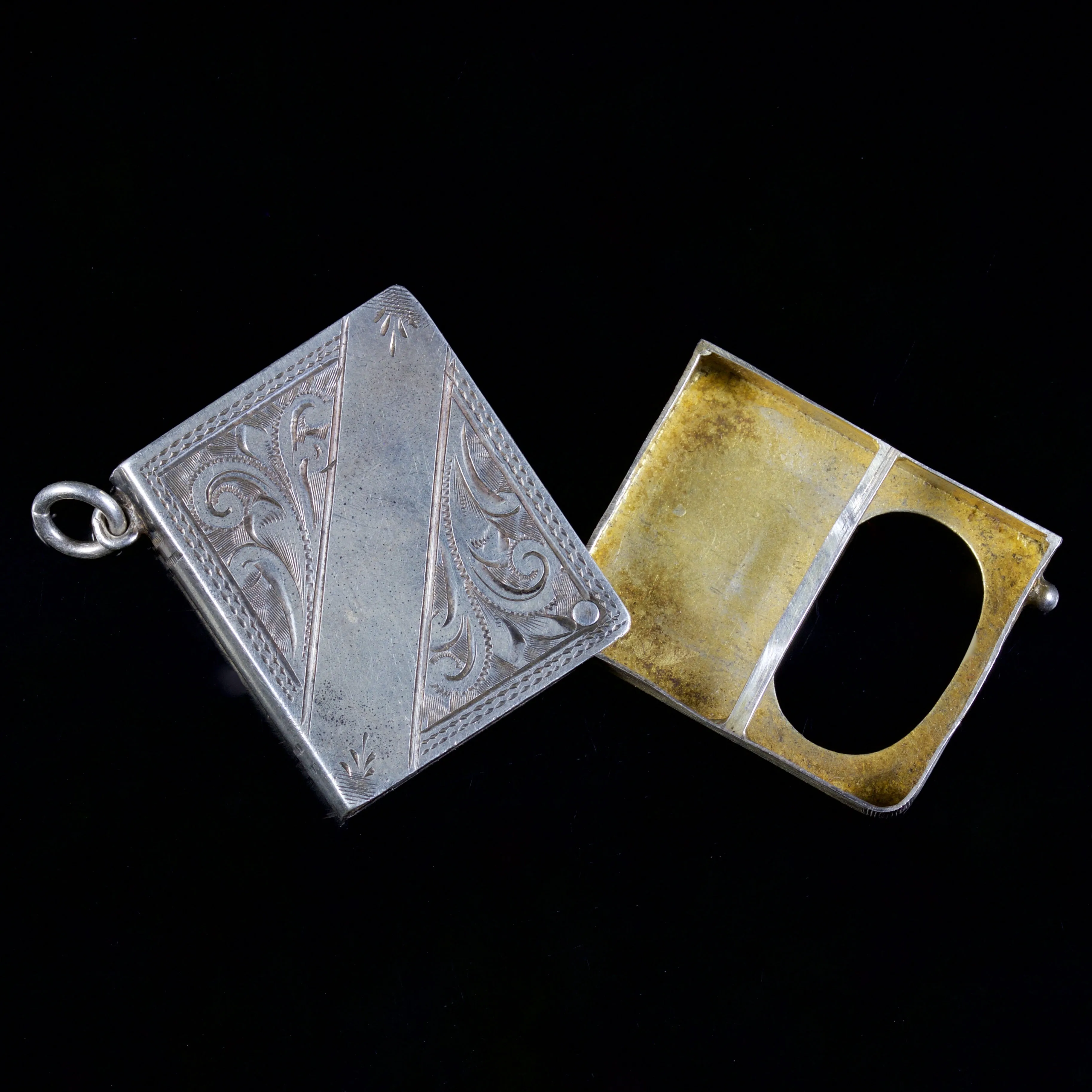 Antique Edwardian Stamp Case Pendant Silver Dated 1912