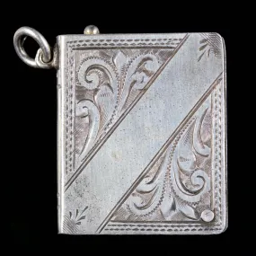 Antique Edwardian Stamp Case Pendant Silver Dated 1912