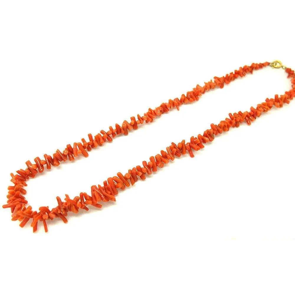 Antique Victorian Orange Branch Coral Necklace