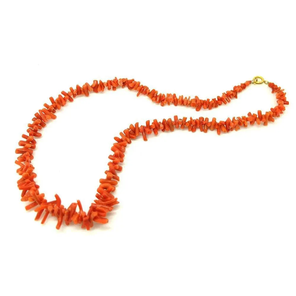 Antique Victorian Orange Branch Coral Necklace