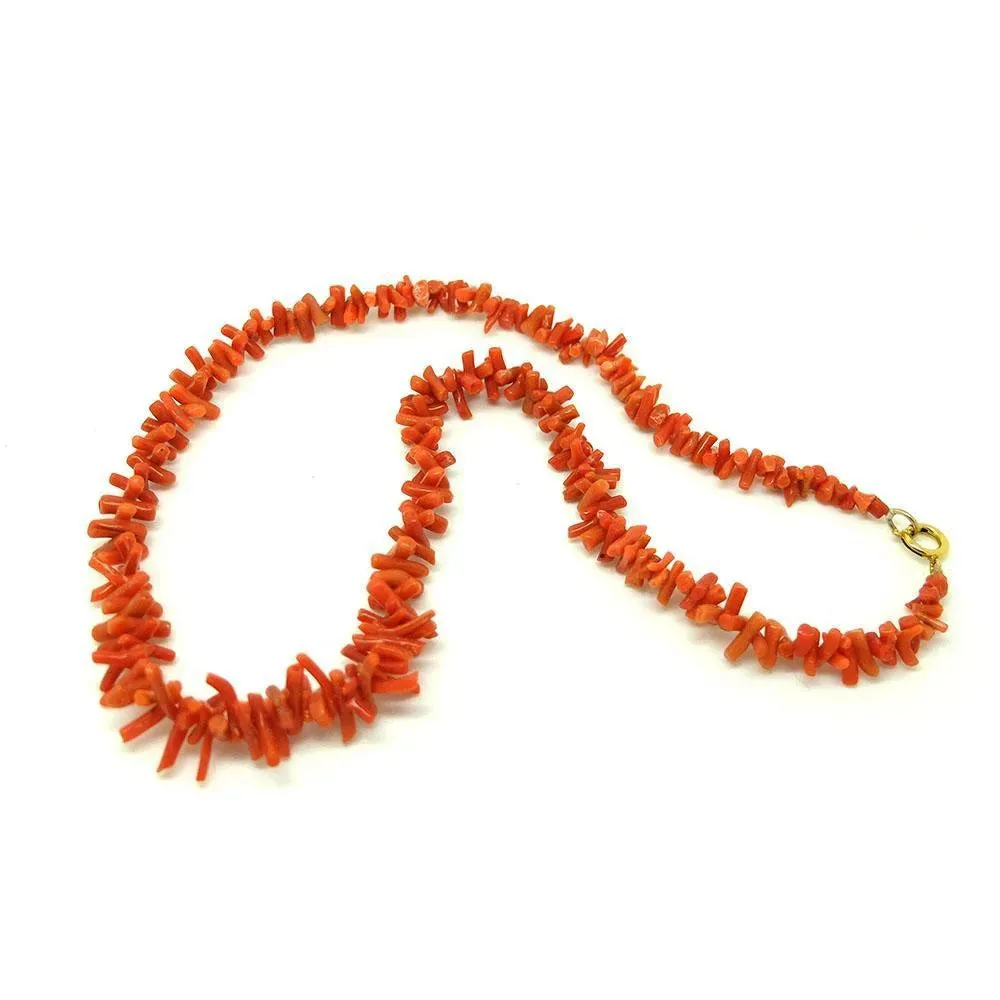 Antique Victorian Orange Branch Coral Necklace