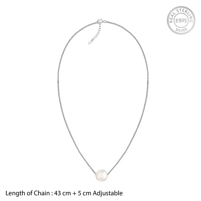 Anushka Sharma Silver White Pearl Moon Necklace