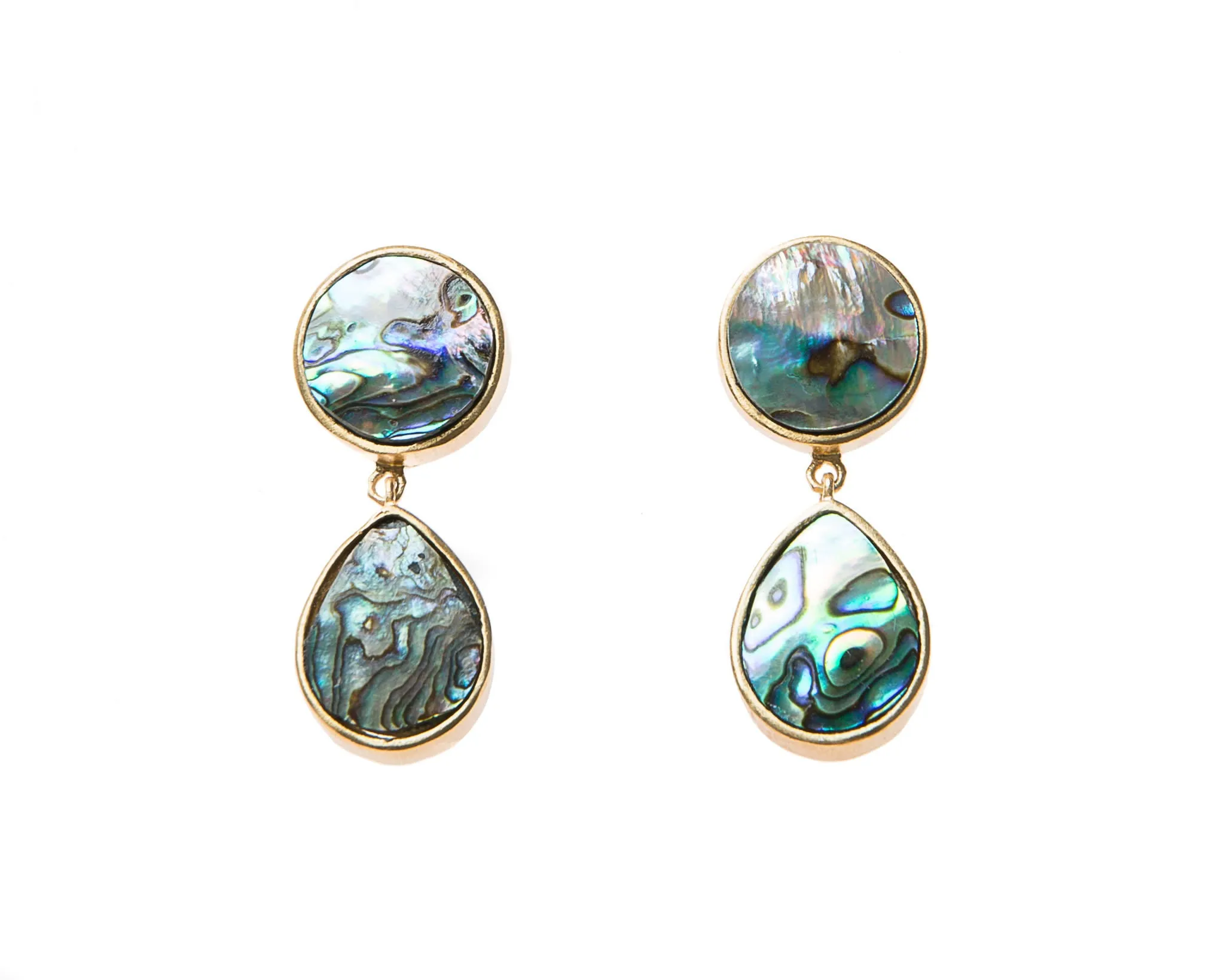 Anya Earrings (Round & Teardrop Abalone)