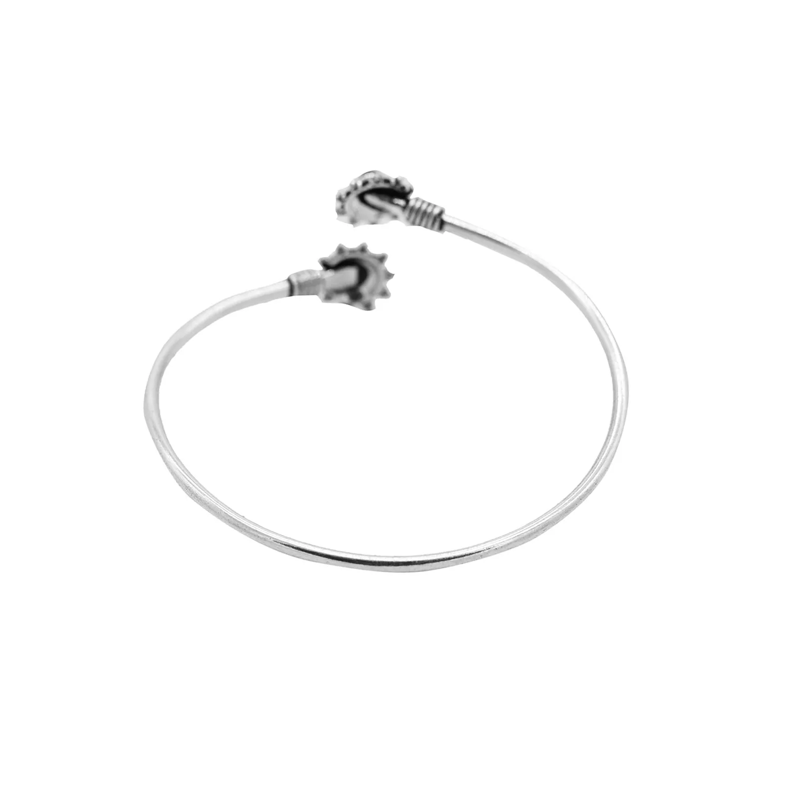 Aparna Black Flower Silver Oxidized Bracelet