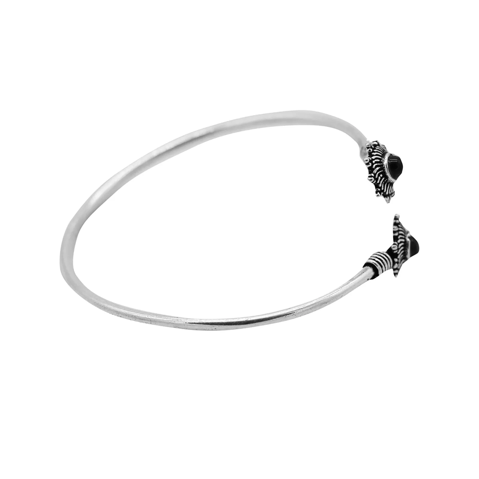 Aparna Black Flower Silver Oxidized Bracelet