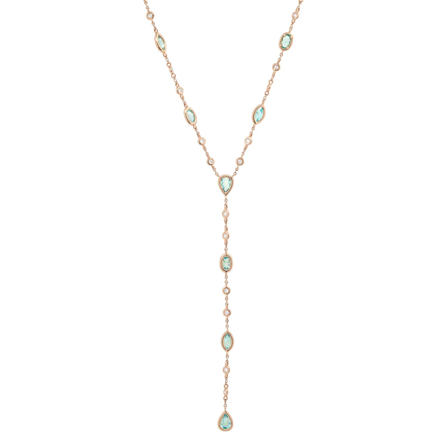 Apatite & Diamonds by the Yard Shapes Necklace or Lariat