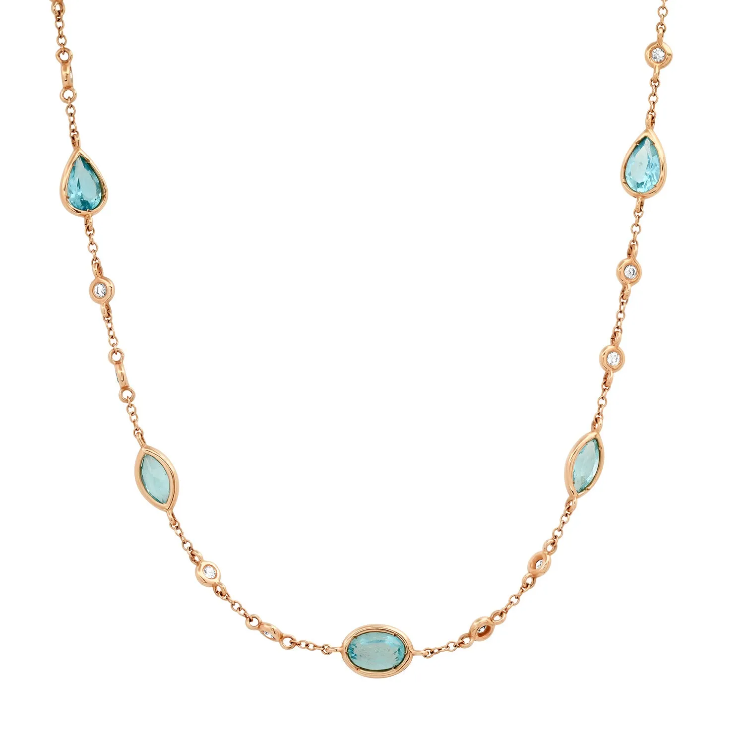 Apatite & Diamonds by the Yard Shapes Necklace or Lariat