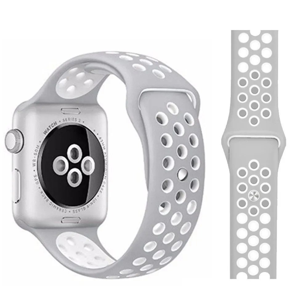 Apple Watch (38/40/SE/41MM) To-Farvet Silikone Rem - Grå / Hvid