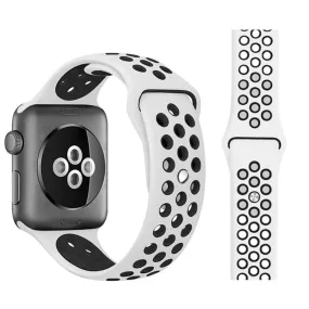 Apple Watch (38/40/SE/41MM) To-Farvet Silikone Rem - Hvid / Sort