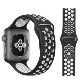 Apple Watch (38/40/SE/41MM) To-Farvet Silikone Rem - Sort / Hvid