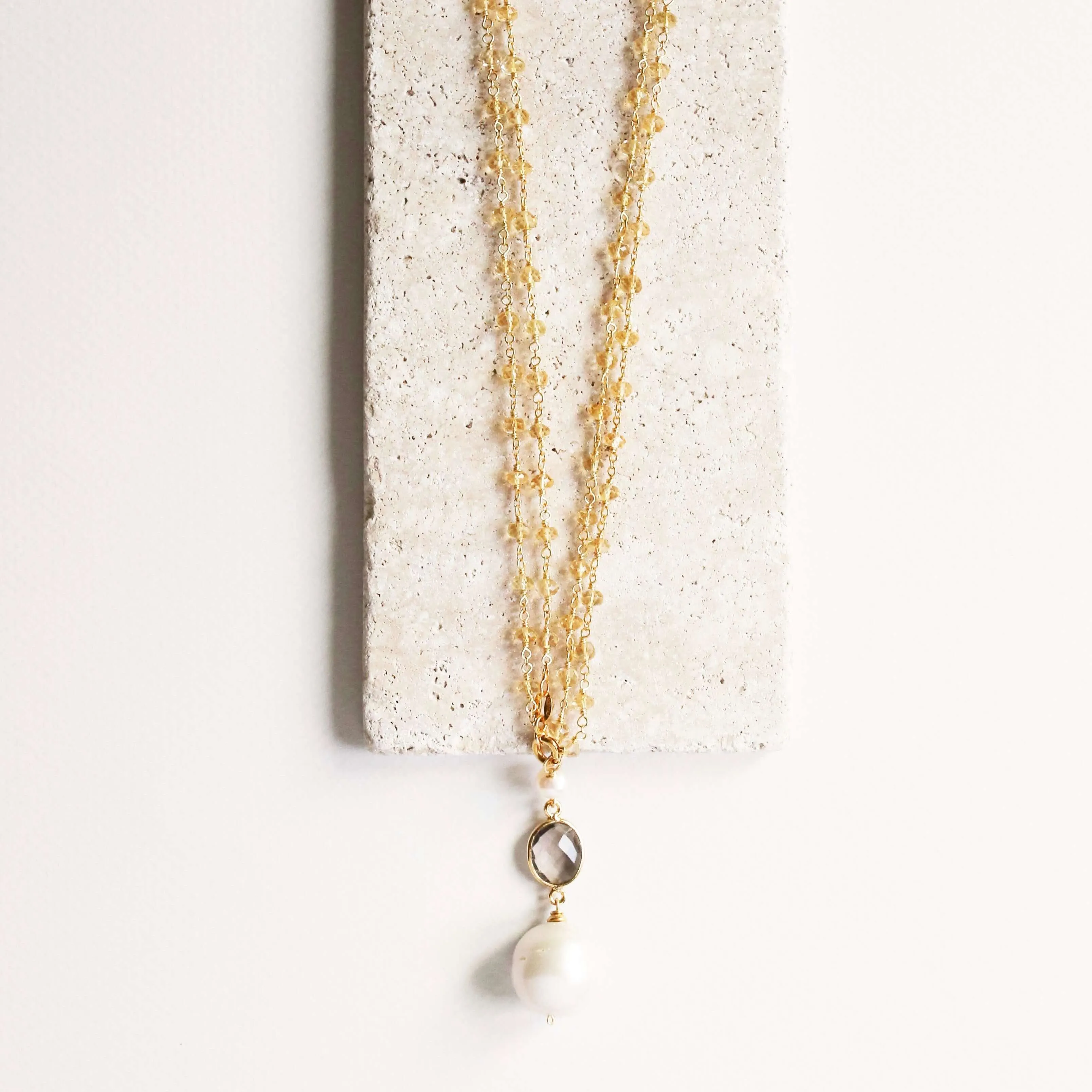 Aqua Chalcedony Pearl Convertible Necklace