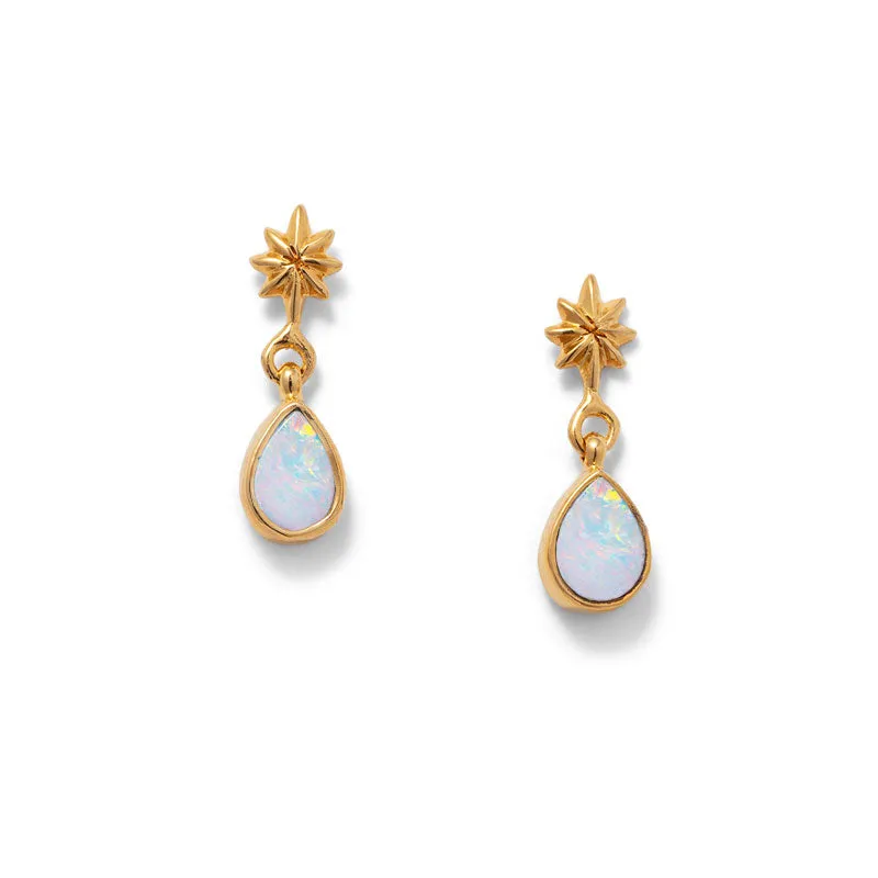 Asteri Stud, White Opal, Gold