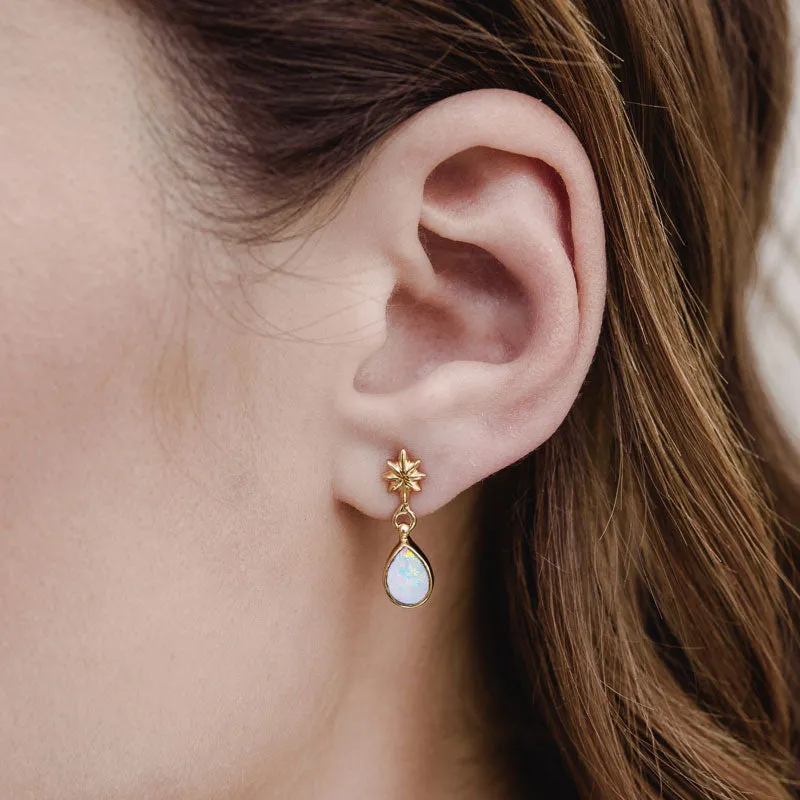 Asteri Stud, White Opal, Gold