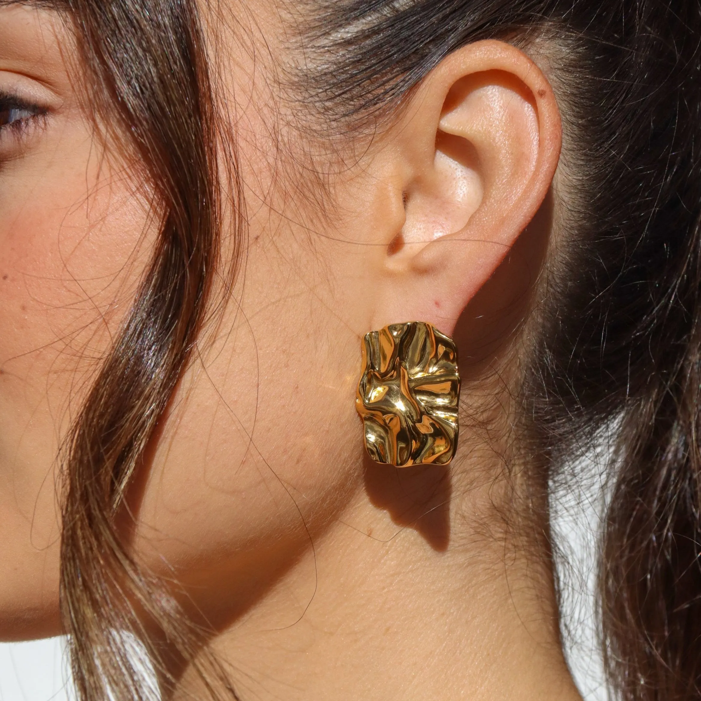 Athena | Chunky Gold Statement Stud Earrings