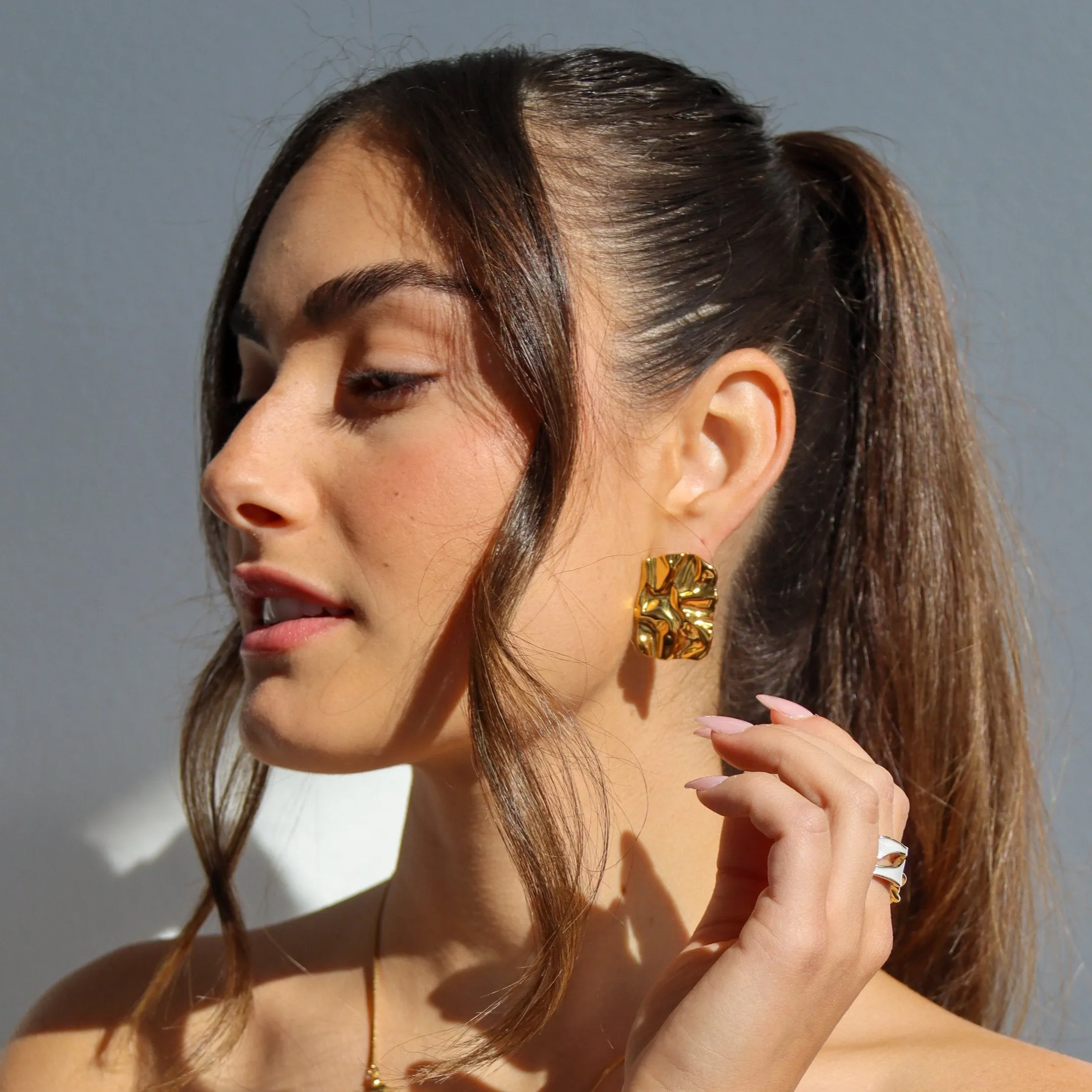 Athena | Chunky Gold Statement Stud Earrings