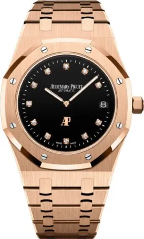 Audemars Piguet Royal Oak 39mm "Jumbo" Extra-Thin Rose Gold Black Diamond Dial - 15207OR.OO.1240OR.01