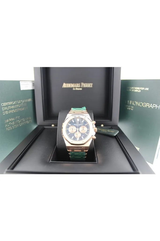 Audemars Piguet Royal Oak Blue Grande Tapisserie Dial Men's 18K Rose Gold Watch 26331OR.OO.1220OR.01 Pre Owned